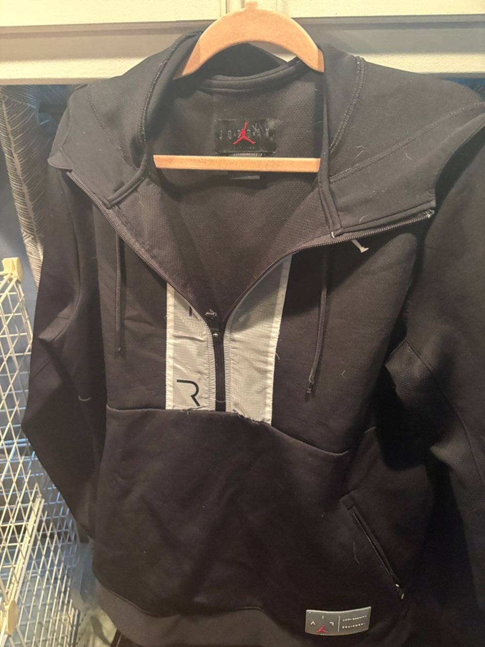 Jordan  Air Men's Black Zip-Up  with Reflective Gray Panel